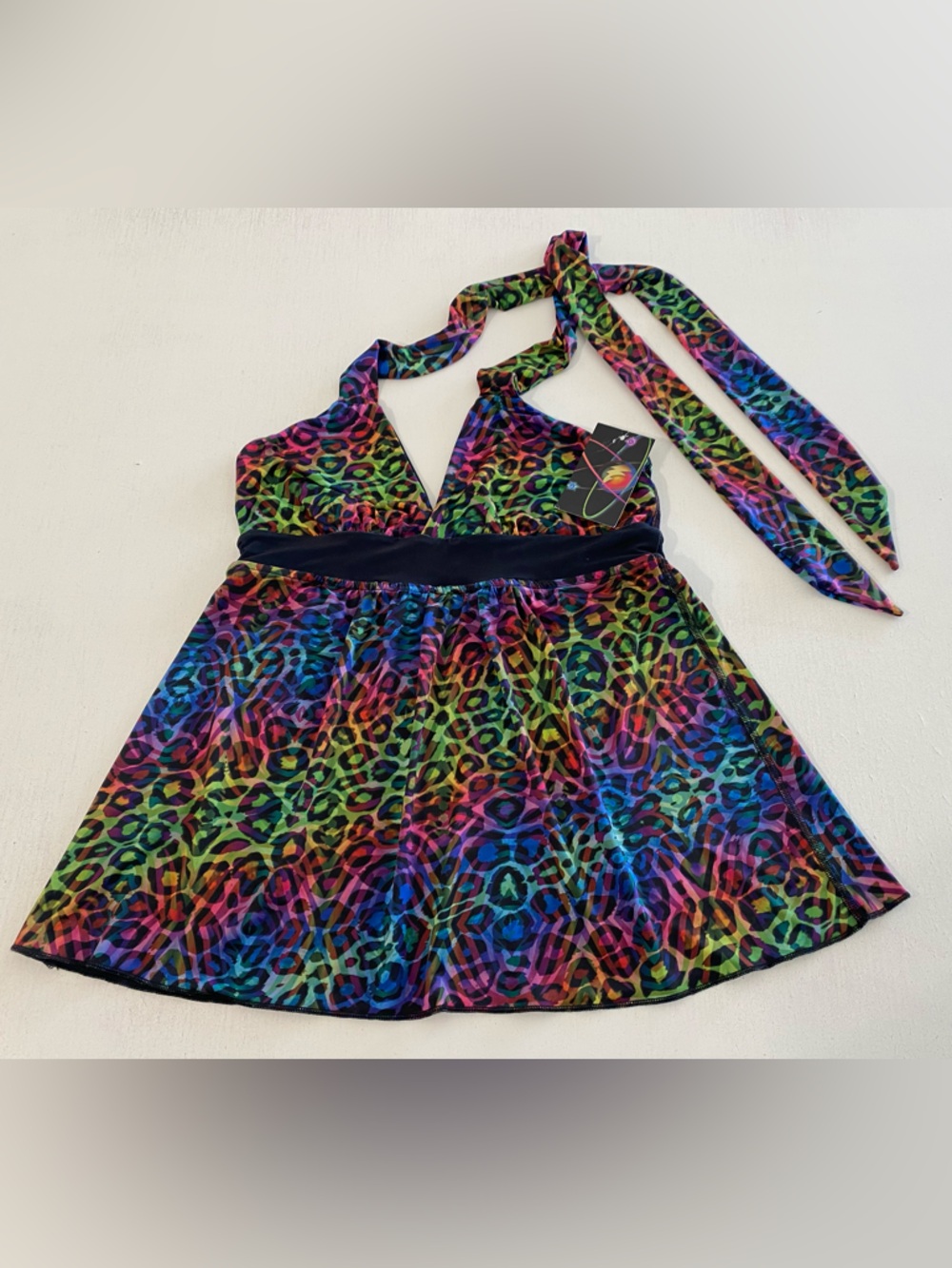 Women Rainbow reversible halter top jumbie art